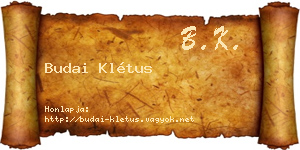 Budai Klétus névjegykártya